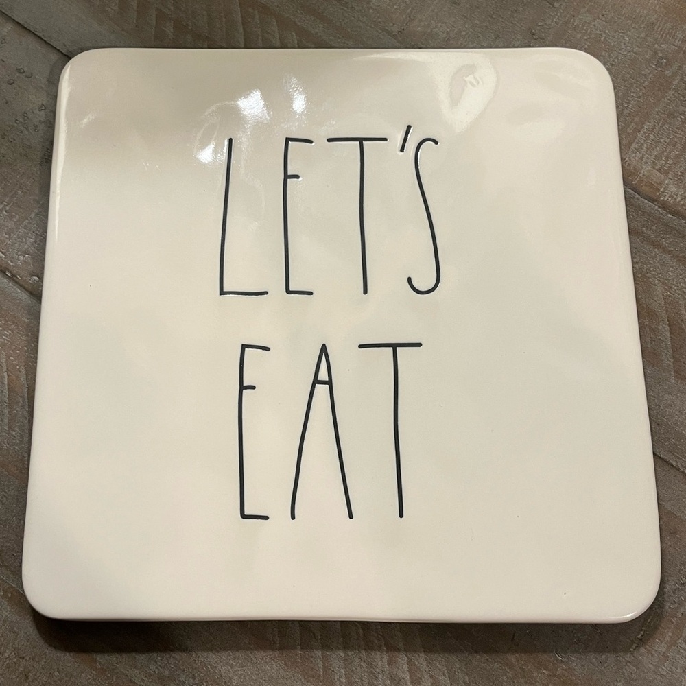 Rae Dunn 'LET'S EAT' Ceramic Cheese or Charcuterie Board